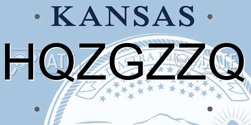 HQZGZZQ Kansas License Plate