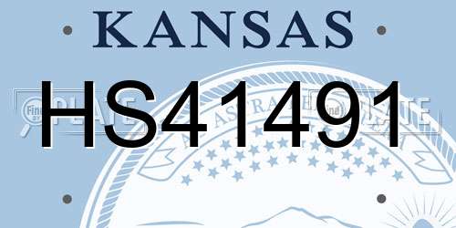 HS41491 Kansas License Plate