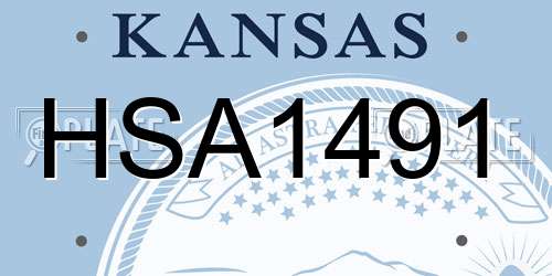 HSA1491 Kansas License Plate