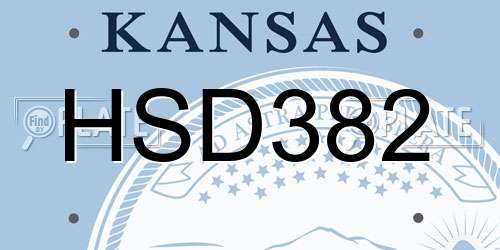 HSD382 Kansas License Plate