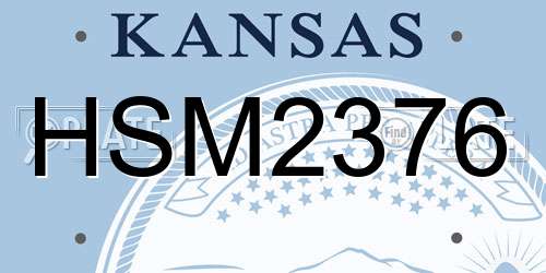 HSM2376 Kansas License Plate