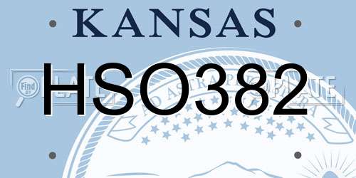 HSO382 Kansas License Plate