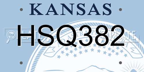 HSQ382 Kansas License Plate