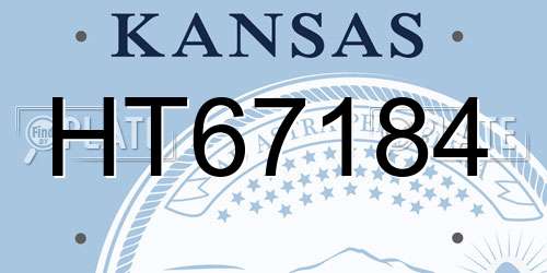 HT67184 Kansas License Plate