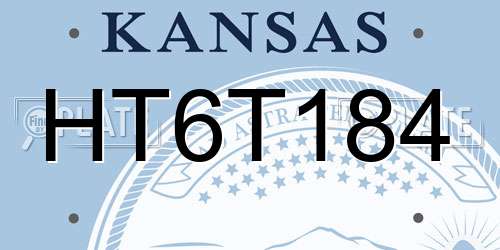 HT6T184 Kansas License Plate