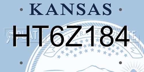 HT6Z184 Kansas License Plate