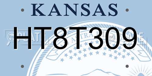 HT8T309 Kansas License Plate