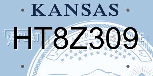 HT8Z309 Kansas License Plate