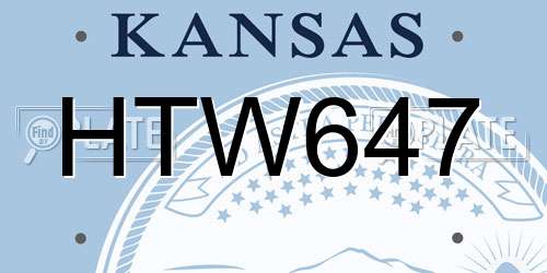 HTW647 Kansas License Plate