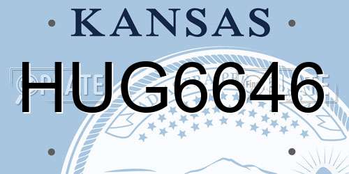 HUG6646 Kansas License Plate
