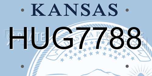 HUG7788 Kansas License Plate