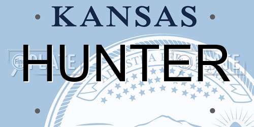 HUNTER Kansas License Plate