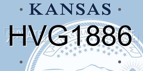 HVG1886 Kansas License Plate