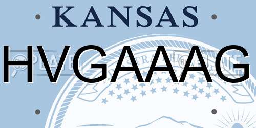 HVGAAAG Kansas License Plate