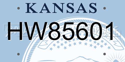HW85601 Kansas License Plate