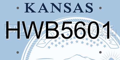 HWB5601 Kansas License Plate