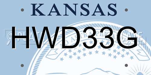 HWD33G Kansas License Plate