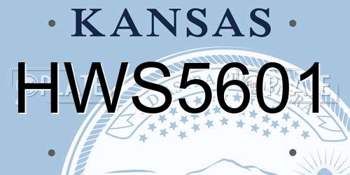 HWS5601 Kansas License Plate