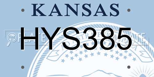 HYS385 Kansas License Plate