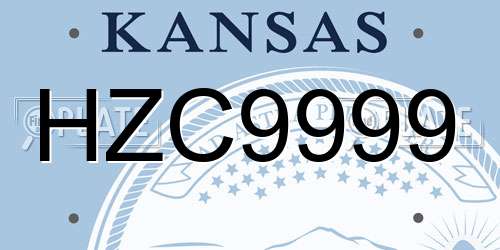 HZC9999 Kansas License Plate