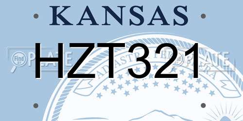HZT321 Kansas License Plate