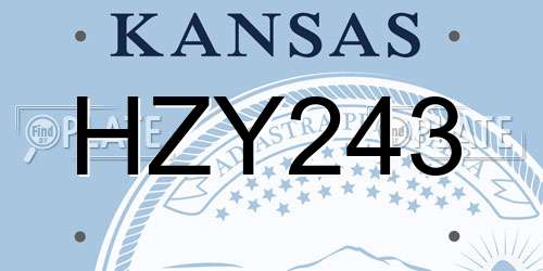 HZY243 Kansas License Plate