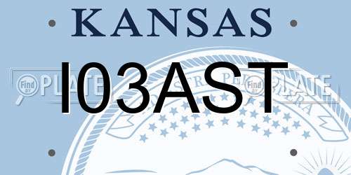 I03AST Kansas License Plate
