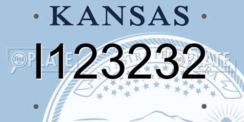 I123232 Kansas License Plate