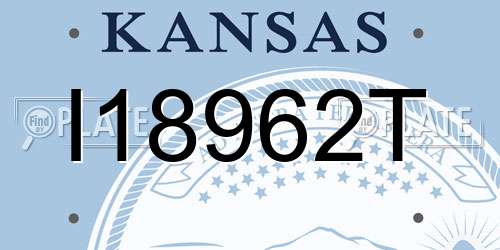 I18962T Kansas License Plate