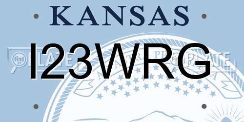 I23WRG Kansas License Plate