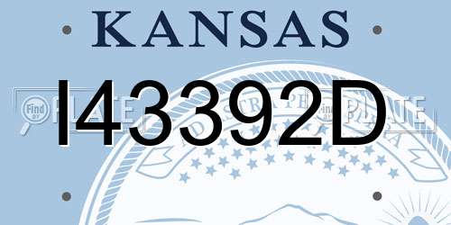 I43392D Kansas License Plate