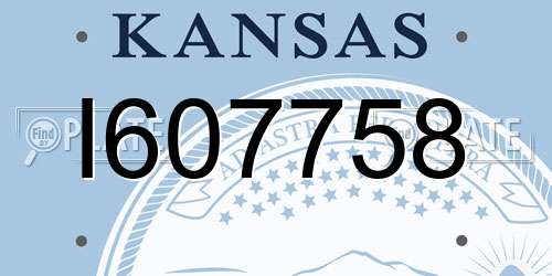 I607758 Kansas License Plate