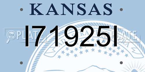 I71925I Kansas License Plate