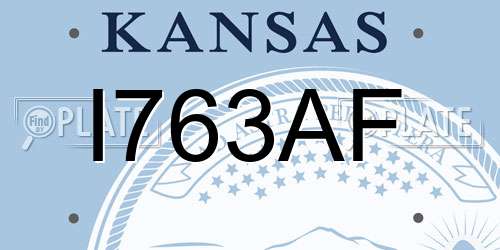 I763AF Kansas License Plate