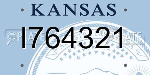I764321 Kansas License Plate