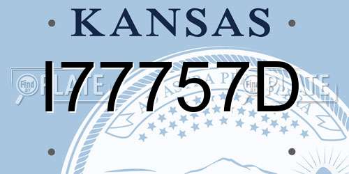 I77757D Kansas License Plate