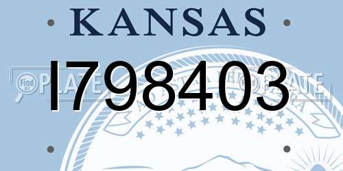 I798403 Kansas License Plate