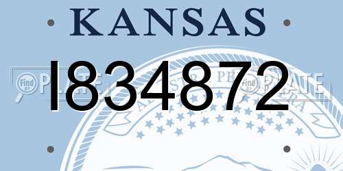 I834872 Kansas License Plate
