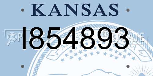 I854893 Kansas License Plate