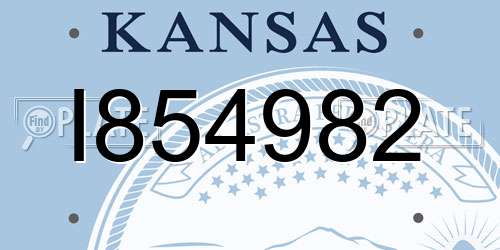 I854982 Kansas License Plate