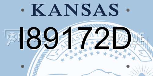 I89172D Kansas License Plate