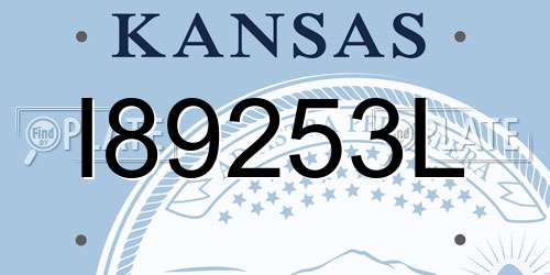 I89253L Kansas License Plate