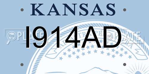 I914AD Kansas License Plate