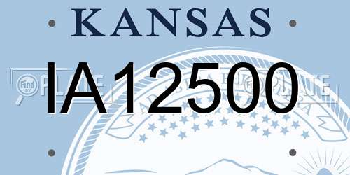 IA12500 Kansas License Plate