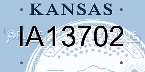 IA13702 Kansas License Plate