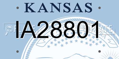 IA28801 Kansas License Plate