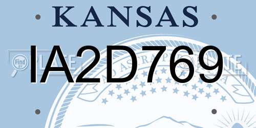 IA2D769 Kansas License Plate