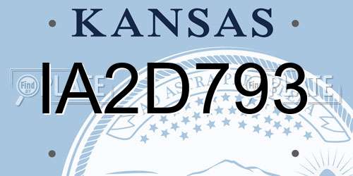 IA2D793 Kansas License Plate