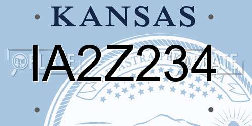 IA2Z234 Kansas License Plate