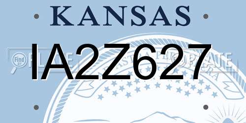 IA2Z627 Kansas License Plate